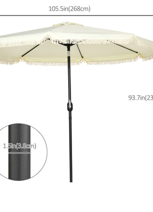 9 ft Cantilever Umbrella with Push Button Tilt and Crank Tassles and 8 Ribs Shade Umbrellas for Garden