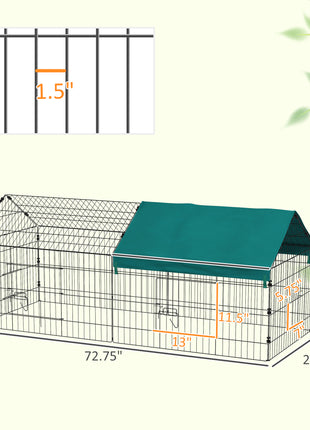 73" Small Animal Playpen with Roof for Rabbits, Chicken, Chinchillas