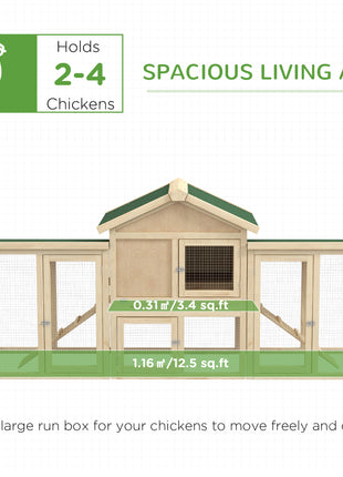Wooden Chicken Coop ith Nesting Box, Double Runs, Removable Tray, Ramps, for Garden Backyard