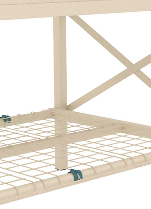 Galvanized Raised Garden Bed, Metal Planter Box with Legs, Storage Shelf and Bed Liner, Cream