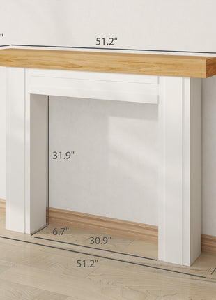 Modern Fireplace Mantel, Freestanding Fireplace Surround with Leg for Electric Fireplaces, 51.2" W x 40.6" H, Natural Wood