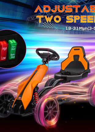 12V Electric Go Kart for Kids w/ Adjustable Speed, Orange
