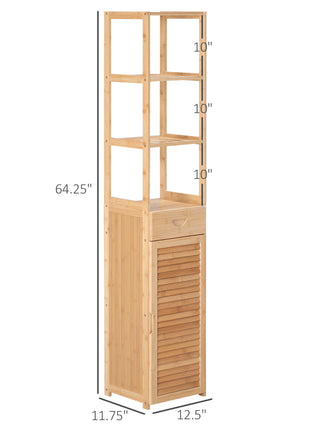 Bathroom Storage Cabinet with Drawer and Slatted Shelves