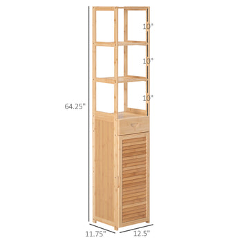 Bathroom Storage Cabinet with Drawer and Slatted Shelves