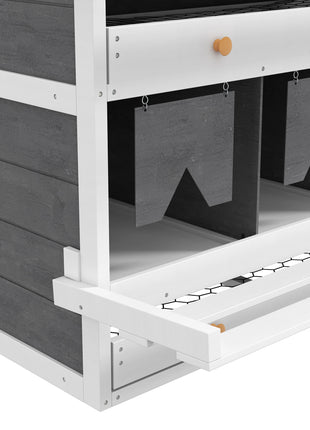 Chicken Nesting Box, 8 Compartment Wood Laying Boxes for Chicken Coop with Egg Collection Trays Perches for 16-32 Hens