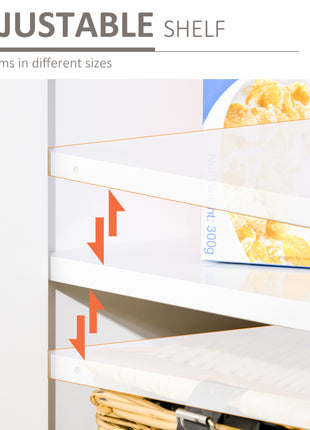 3 Door Sideboard Buffet Cabinet, Coffee Bar Cabinet with Chevron Pattern, Adjustable Shelf and Metal Legs, Natural Wood