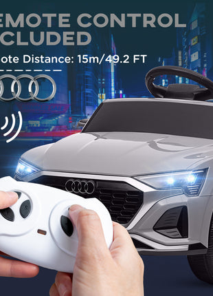Audi Q8 e-tron Sportback Licensed 12V Battery Powered Kids Electric Car w/ Spring Suspension, Soft Start, Gray