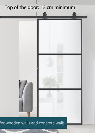 36" x 84" Sliding Door with Hardware Kit, Handle, & Track, Frosted Tempered Glass Door, Easy Installation