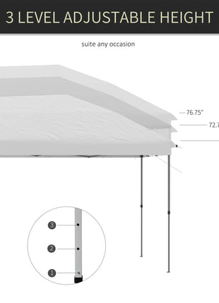 10' x 19' Pop Up Canopy with Easy Up Steel Frame, 3-Level Adjustable Height and Carrying Bag, Sun Shade Event Party Tent for Patio, Backyard, Garden, Off-White