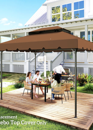 Model 84C-101 or 84C-144 13' x 10' Gazebo Replacement Canopy, Gazebo Top with Double Vented Roof (TOP ONLY), Coffee