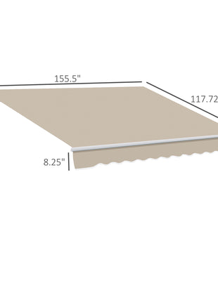 12' x 10' Retractable Awning Patio Awnings Sun Shade Shelter with Manual Crank Handle, 280g/m² UV & Water-Resistant Fabric and Aluminum Frame for Deck, Balcony, Yard, Cream White
