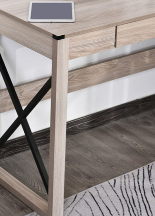 44 inch Home Office Computer Desk, Rustic Writing Desk, Farmhouse Workstation with Storage Drawer, X-Frame