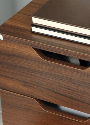 3 Drawer Mobile File Cabinet, Rolling Printer Stand, Vertical Filing Cabinet, Brown Wood Grain