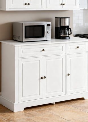 Sideboard Buffet Cabinet, Modern Accent Cabinet with 2 Drawers and Adjustable Shelves, Entryway Cabinet, White
