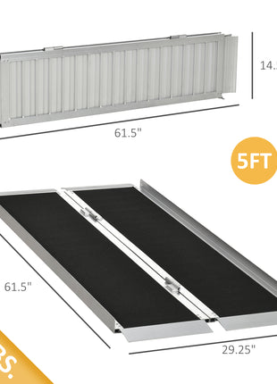 5' Skidproof Portable Wheelchair Ramp for Home, Steps, Doorways, Carpeted Foldable Handicap Ramp, Threshold Ramp