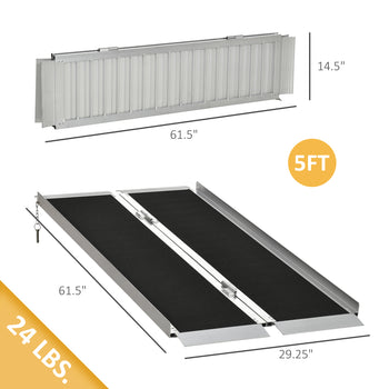 5' Skidproof Portable Wheelchair Ramp for Home, Steps, Doorways, Carpeted Foldable Handicap Ramp, Threshold Ramp