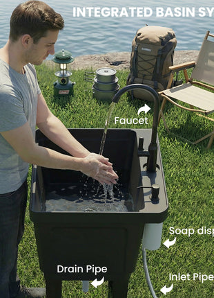Portable 23-Gallon Utility Sink Laundry Tub for Washing Room, Freestanding Laundry Sink with Soap Dispenser, Black