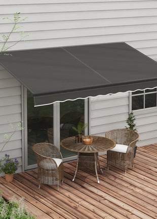 12' x 10' Retractable Awning, 280gsm UV Resistant Sunshade Shelter for Deck, Balcony, Yard, Dark Gray