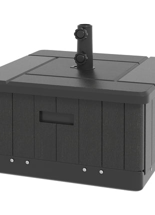 3-in-1 Outdoor Umbrella Base with Wheels and Handles, End Table, Flower Box Planter with Hole, 175 lbs. Capacity, Black
