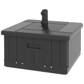 3-in-1 Outdoor Umbrella Base with Wheels and Handles, End Table, Flower Box Planter with Hole, 175 lbs. Capacity, Black