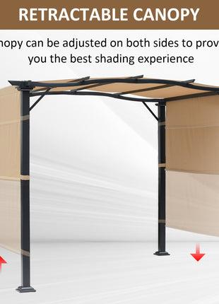 8' x 10' Retractable Pergola Canopy Steel Frame Polyester Fabric Gazebo with Top Cover, Retractable Canopy Shade Awning