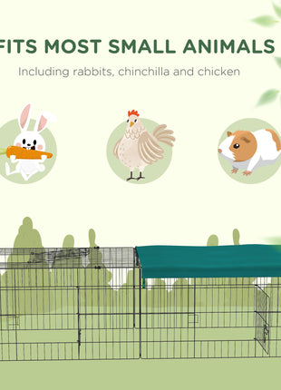 73" Small Animal Playpen with with Roof for Rabbits, Chicken, Chinchillas for Indoor/Outdoor Use, Green