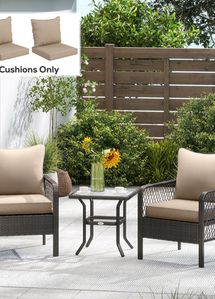 Patio Chair Cushions Set of 2 with Seat & Backrest, Fade Resistant Seat Replacement Cushion Set, Beige