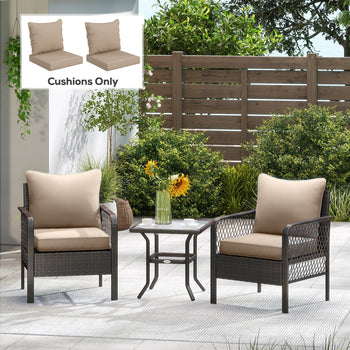 Patio Chair Cushions Set of 2 with Seat & Backrest, Fade Resistant Seat Replacement Cushion Set, Beige