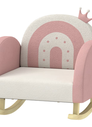 Kids Rocking Chair, Princess Crown Toddler Chair, Children's Armchair Rocker for Bedroom, Playroom, Pink