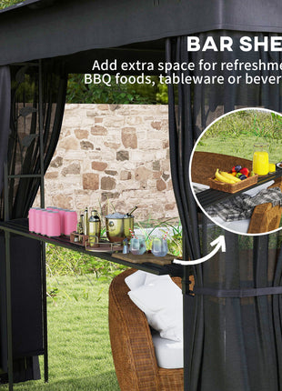 10' x 10' Outdoor Gazebo with Shelves and Netting, UV30+ Double Roof Patio Gazebo for Lawn, Backyard and Deck