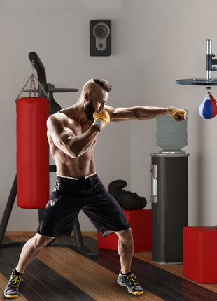 Speed Bag Boxing Punching Bag Wall Mount Height Adjustable, MMA, Martial Arts, and Boxing Equipment for Training at Home, Heavy-Duty Steel Platform, Strong PVC Leather, 9" H x 7" Dia.