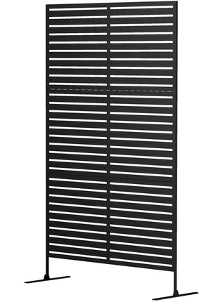 Decorative Privacy Fence Screen, Metal Outdoor Privacy Screen Climbing Plant Trellis with Stand, 78" H x 48" W, Black