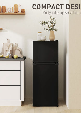Small Fridge with Freezer, 4 Cu Ft Refrigerator with Reversible Doors, Black