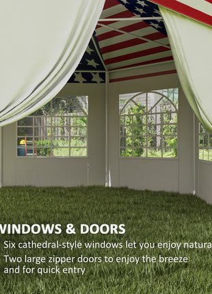 22.3 x 16.4 ft Heavy Duty Party Tent, Outdoot Canopy Tent with 2 Doors and 6 Windows, American Flag