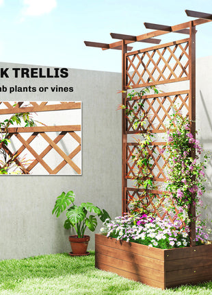Wooden Trellis Planter Box, Raised Garden Bed to Grow Vegetables, Herbs and Flowers