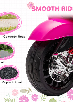 Vespa Licensed Kids Motorcycle 6V Toddler Motorcycle with Music, FM Radio, Headlight, Pink