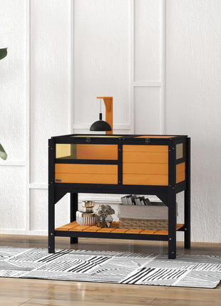 Tortoise Habitat with Shelf Storage Tortoise Gift Accessory with Weather Protection for Indoor, Yellow