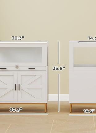 Hamster Cage with Storage Cabinet, Small Animal Cage with Pull Out Drawer and Acrylic Panels, 30" x 19.5" x 36"