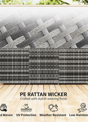 175 Gallon Outdoor Storage Box with Inner Liner, PE Rattan Wicker Deck Box with Pneumatic Bar Lift, Mixed Gray