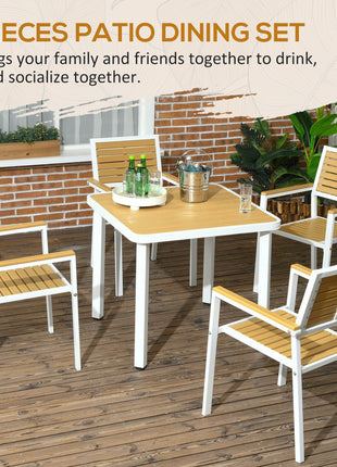 5pc Patio Table and Chairs Set, Aluminum Patio Dining Set w/ HDPE Materials, Umbrella Hole, Yellow