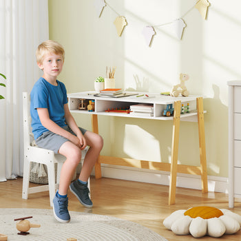 Kids Desk and Chair Set with Storage for Bedroom, School, Gift for Children Ages 3-12, White