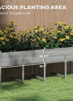 Wooden Raised Garden Bed, Large Elevated Planter Box with Legs, Bed Liner and Drain Holes, 7.4' x 1.8' x 2.6', Gray