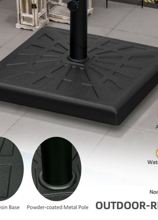 42lbs Resin Patio Umbrella Base, 20" Square Outdoor Umbrella Stand Holder for Parasol Poles 1.26", 1.5", and 1.9" Dia, Black