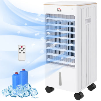 Room Air Cooler with Ice Packs, Ice Cooling Fan Water Conditioner Humidifier Unit with Remote, Timer, Wheels