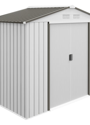 7x4 Garden Shed, Storage Shed with 4 Vents & 2 Sliding Doors, Garden Tool House for Backyard, Patio, Garage, Lawn,White
