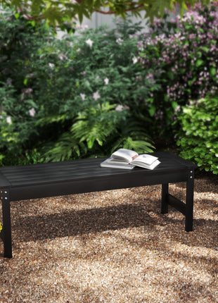 47" Outdoor Bench Seat, HDPE All-Weather Garden Bench, Backless Slatted Patio Bench for Yard, Porch, Park, Black