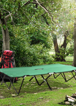 2 Person Folding Camping Cot for Adults, 50" Extra Wide Outdoor Portable Sleeping Cot with Carry Bag, Elevated Camping Bed, Beach Hiking, Green