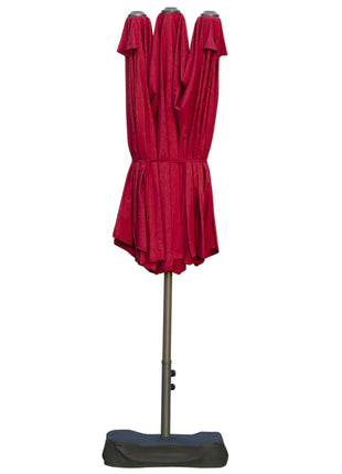Patio Umbrella 15' Steel Rectangular Outdoor Double Sided Market with base, UV Sun Protection & Easy Crank for Deck Pool Patio, Wine Red