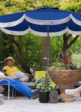 9FT Patio Umbrella, UPF 30+ Outdoor Market Umbrella with Crank, 8 Ribs, Push Button Tilt, Vented for Patio Deck Backyard Lawn, Navy Blue