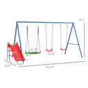 Metal Swing Set for Backyard, 3 in 1 Design with 1 Nest Swing, 2 Seats, 1 Slide, Holds Up to 352 lbs. for Ages 3-8